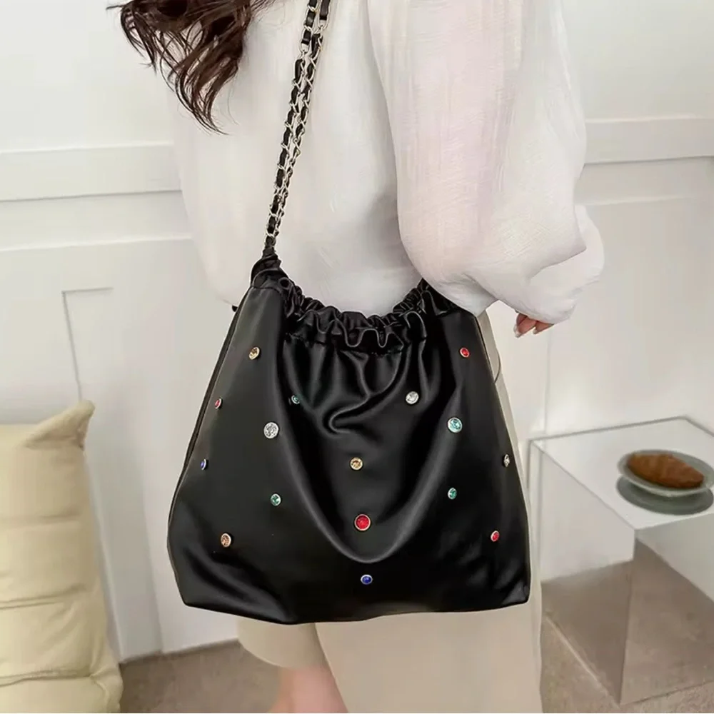 Elegant Black Women's Bag with Colorful Accents